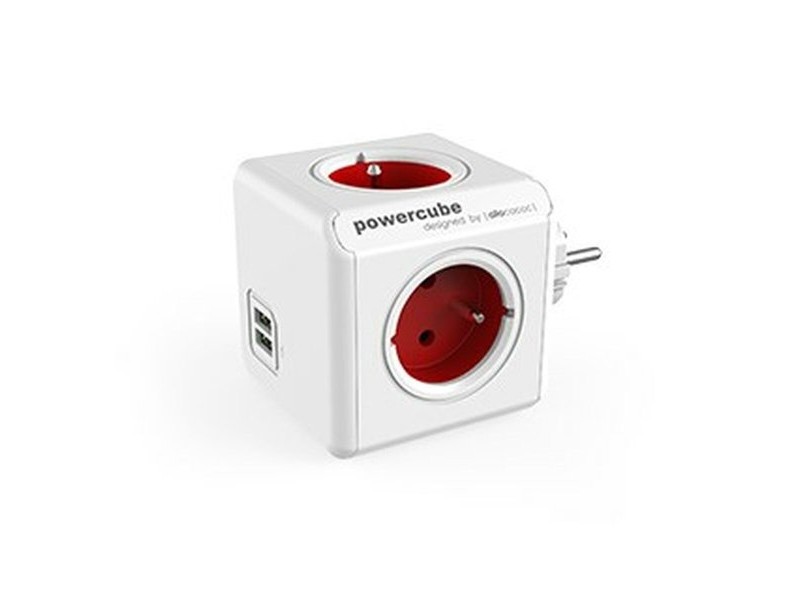 Куб с Много Изходи Allocacoc PowerCube Original USB Type E Червен