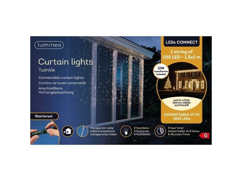 LED Светлинна Завеса Lumineo Топло Бяло