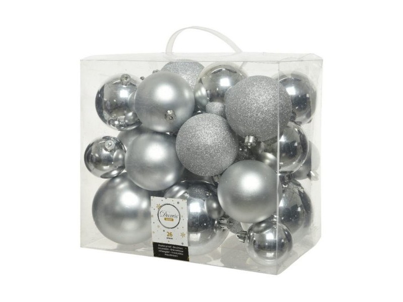Коледни топки Decoris Сребрист Ярък (26 Части)
