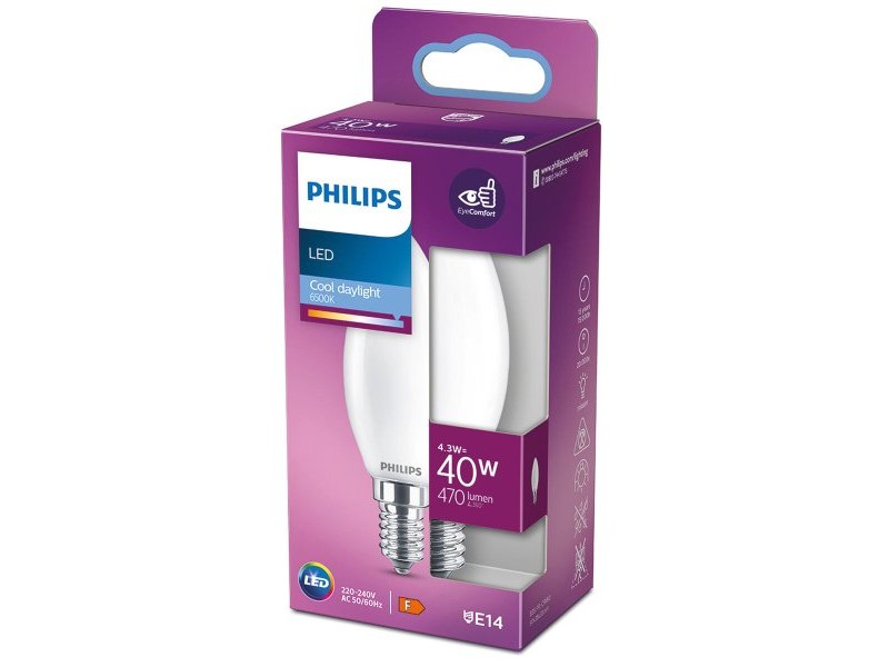 LED крушка Philips Свещ Бял F 40 W 4,3 W E14 470 lm 3,5 x 9,7 cm (6500 K)