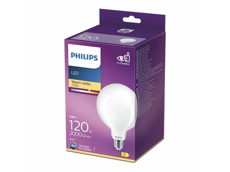 LED крушка Philips Бял D 13 W E27 2000 Lm 12,4 x 17,7 cm (2700 K)