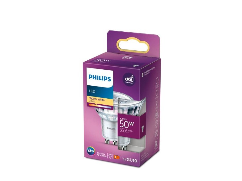 LED крушка Philips F 4,6 W GU10 390 lm 5 x 5,4 cm (2700 K)