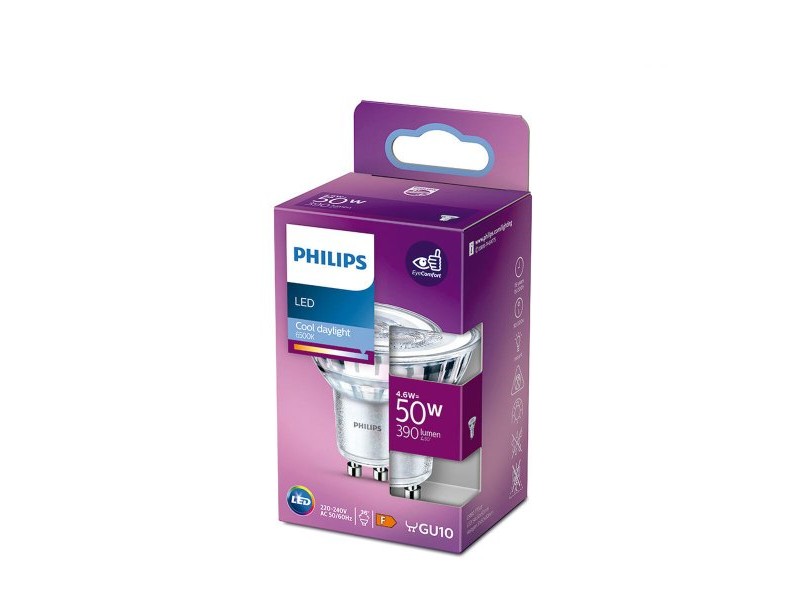 LED двуцветна крушка за лампа Philips F 4,6 W 50 W GU10 390 lm 5 x 5,4 cm (6500 K)