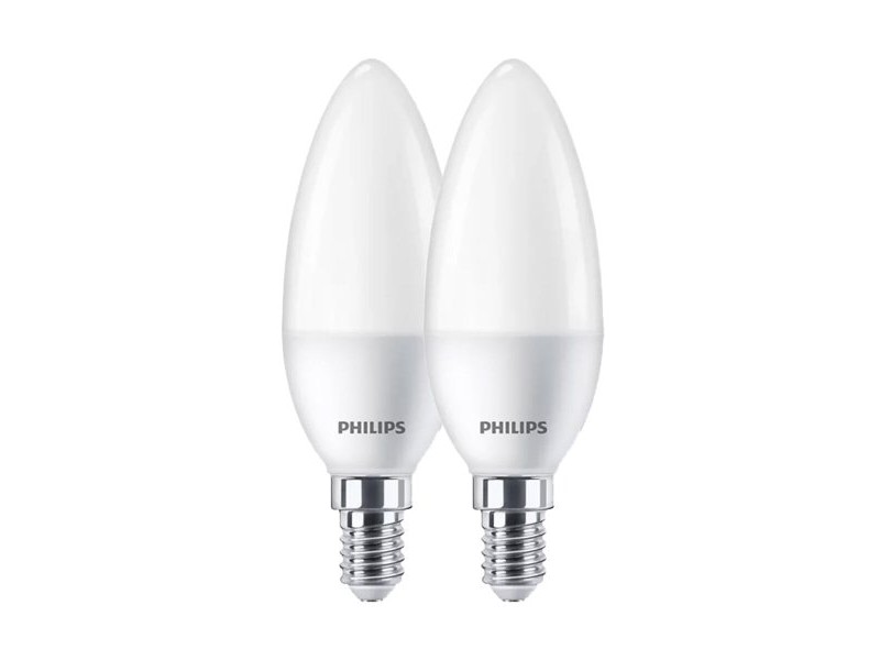 Крушка за лампа тип свещ Philips E 7 W E14 806 lm Ø 3,8 x 11,4 cm 2 броя (4000 K)