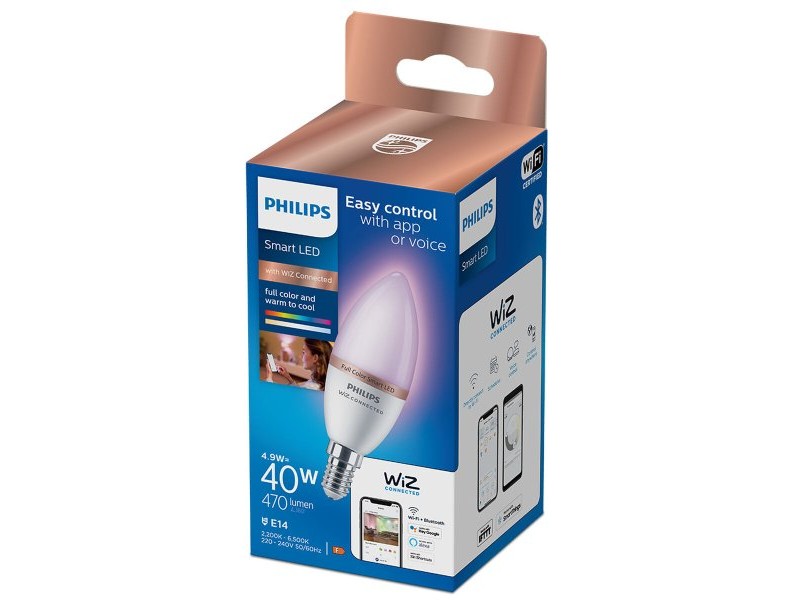 LED крушка Philips Wiz Full Colors F 40 W 4,9 W E14 470 lm (2200-6500 K)