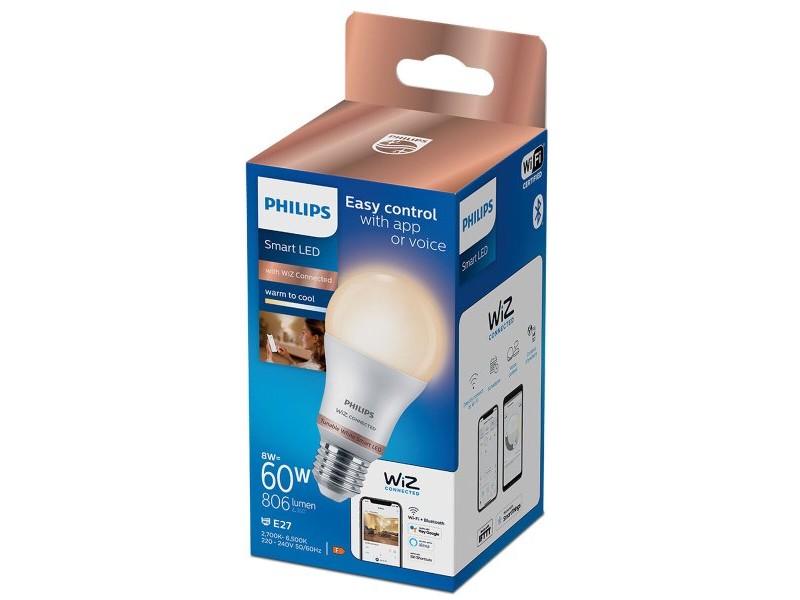 LED крушка Philips Wiz Standard Бял F 8 W E27 806 lm (2700-6500 K)