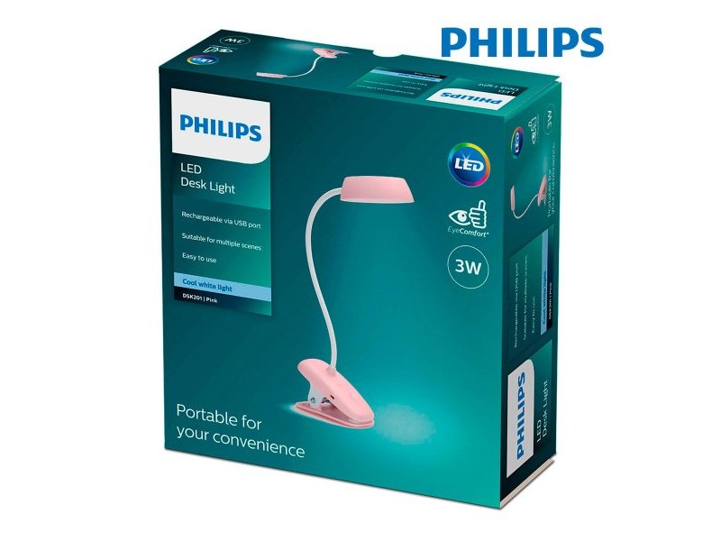 Настолна лампа Philips Lámpara de mesa Розов 3 W