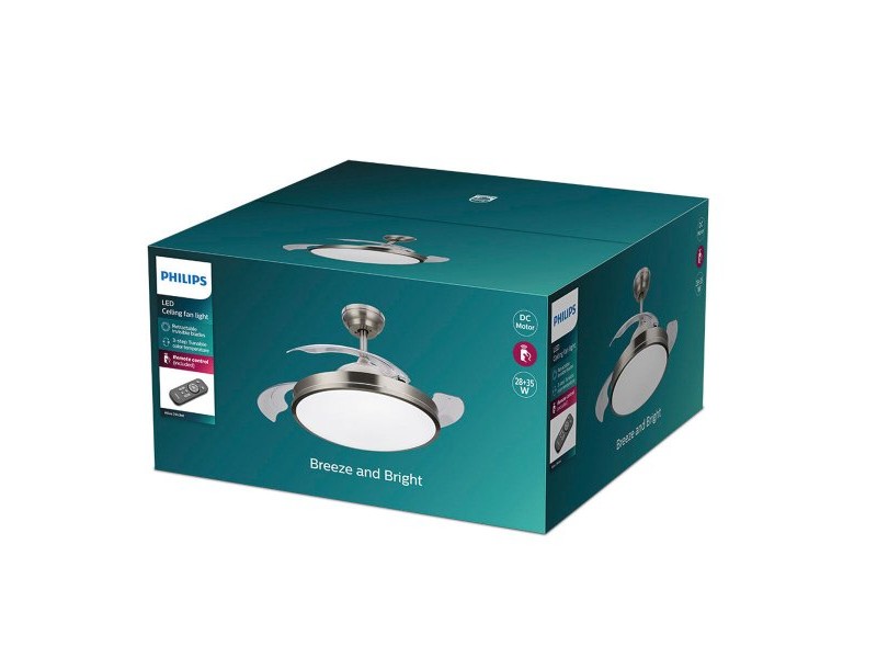 Вентилатор за таван с осветление Philips Atlas 35 W 28 W 4500 Lm никел (2700 K) Вентилатор за таван с осветление Philips Atlas 35 W 28 W 4500 Lm никел (2700 K)