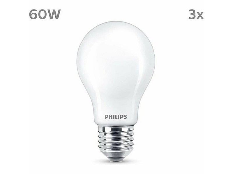LED крушка Philips A60 E27 Топло Бяло E 7 W 60 W E27 806 lm 3 броя (2700 K)
