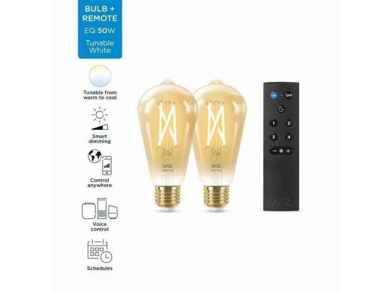 Смарт Крушка Wiz ST64 E27 50 W Многоцветен Златен 7 W 640 lm (2 броя)