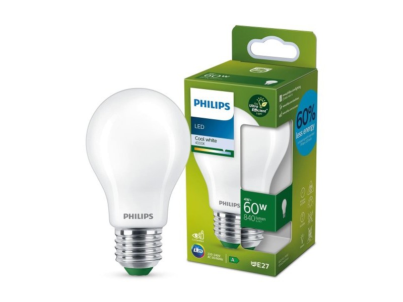 LED крушка Philips Ultra Efficient Led Classic 4 W 60 W E27 840 lm Бял (4000 K)