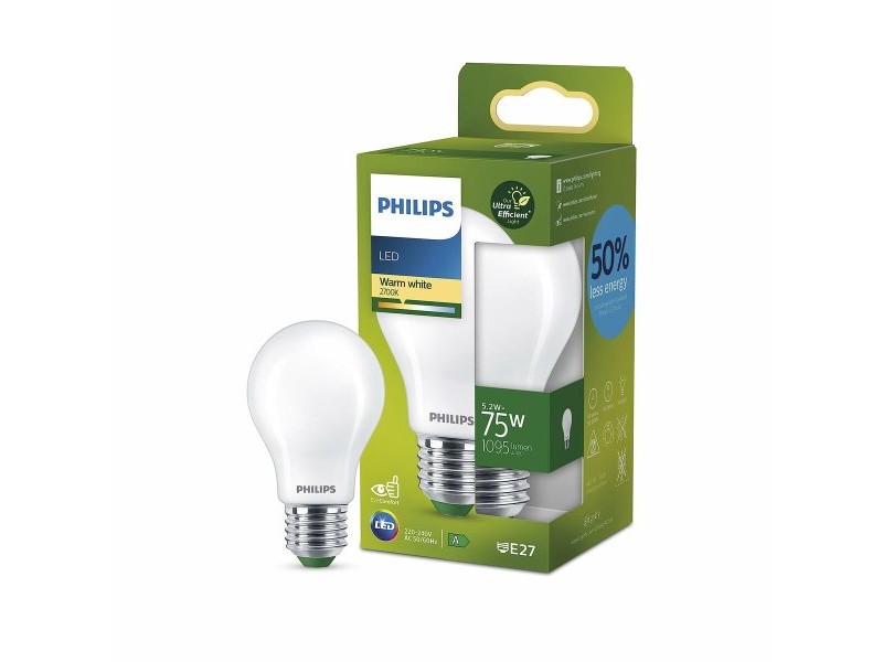 LED крушка Philips Classic A 75 W 5,2 W E27 1095 Lm (2700 K)
