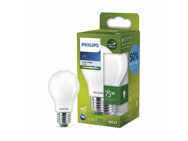 LED крушка Philips Classic A 75 W 5,2 W E27 1095 Lm (4000 K)