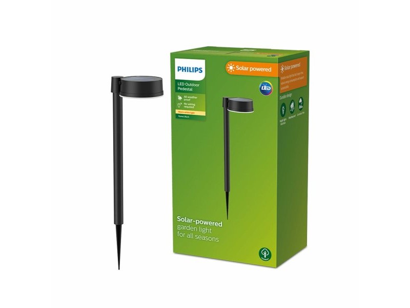 Соларен градински кол Philips Vynce 1,5 W 11,2 x 14,2 x 54 cm Черен Пластмаса Кръгъл (2700 K) (Топло Бяло) (1 броя)
