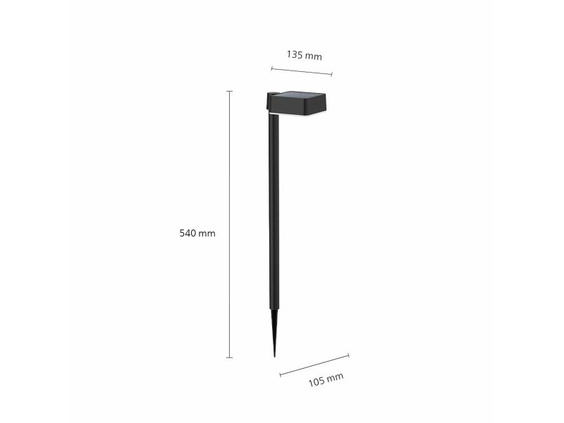 Соларен градински кол Philips Vynce 1,5 W 10,5 x 13,5 x 54 cm Черен Пластмаса Квадратек (2700 K) (Топло Бяло) (1 броя)