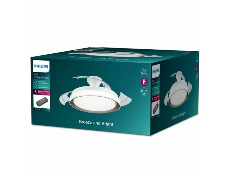 Вентилатор за таван с осветление Philips 929004081801 Бял Златен (4000 K) (2700 K) Вентилатор за таван с осветление Philips 929004081801 Бял Златен (4000 K) (2700 K)
