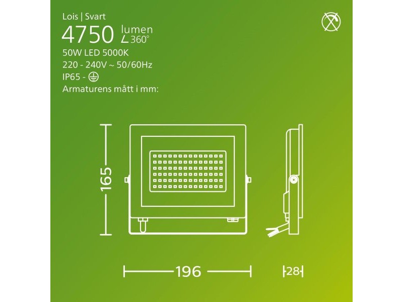 Фокус на Прожектор Philips Черен 50 W F