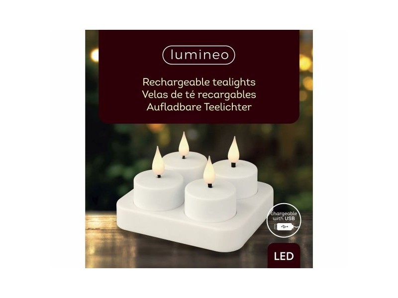 LED Свещ Lumineo 485346 Бял Презареждащ се Вътре (4 броя) LED Свещ Lumineo 485346 Бял Презареждащ се Вътре (4 броя)