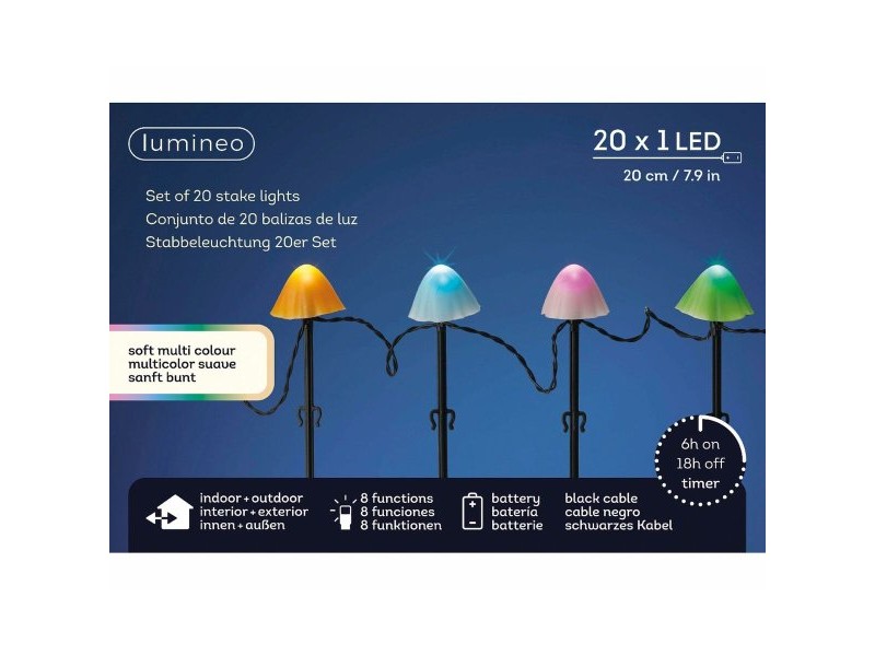 Декоративна светлина за растения Lumineo 491763 Многоцветен Mini Гъба (20 броя) Декоративна светлина за растения Lumineo 491763 Многоцветен Mini Гъба (20 броя)