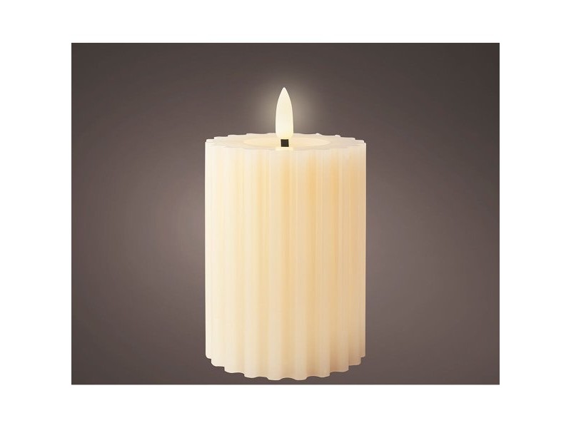 LED Свещ Lumineo Бежов Ø 7,5 x 12,3 cm С облекчение (AAA)