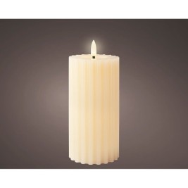 LED Свещ Lumineo Сметана Ø 7,5 x 17,3 cm С облекчение (AAA)