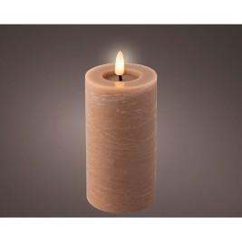 LED Свещ Lumineo Кафяв Ø 7 x 15 cm Пламък ефект (AAA)