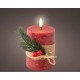 LED Свещ Lumineo Червен ø 7,5 x 13 cm Рустик (AA)