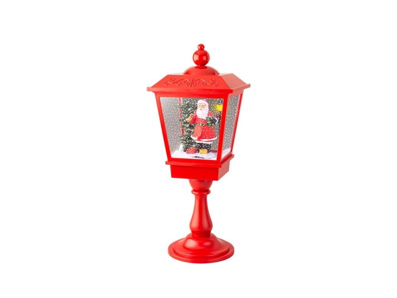 LED Фенер Lumineo Червен Дядо Коледа Музика движение