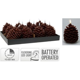 LED Свещ Lifetime Кафяв Шишарка 13 cm Пламък ефект