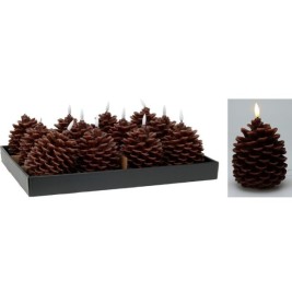LED Свещ Lifetime Кафяв Шишарка 13 cm Пламък ефект