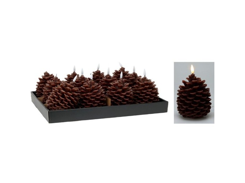 LED Свещ Lifetime Кафяв Шишарка 13 cm Пламък ефект