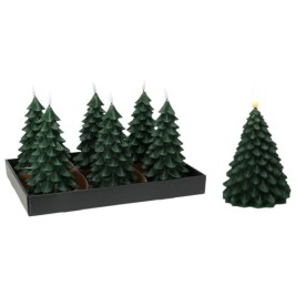 LED Свещ Lifetime Тъмнозелено Коледно дърво 19 cm Пламък ефект