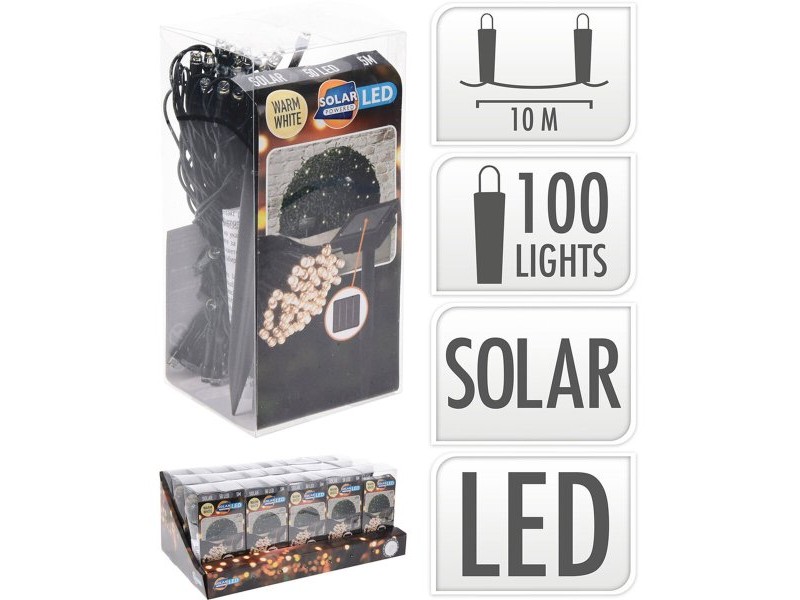 Гирлянда от LED Светлини Lifetime 10 m Топло Бяло 2 m Слънчев
