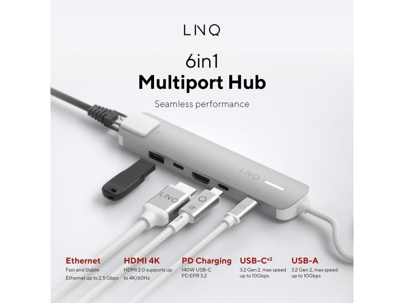 USB извод Linq Byelements LQ49061 Бял Сив