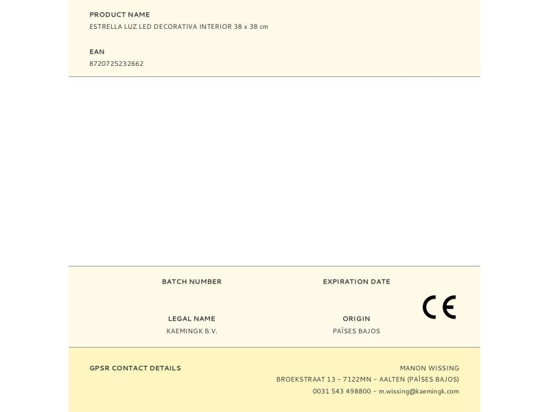 Коледна звезда Lumineo Златен 38 x 38 cm