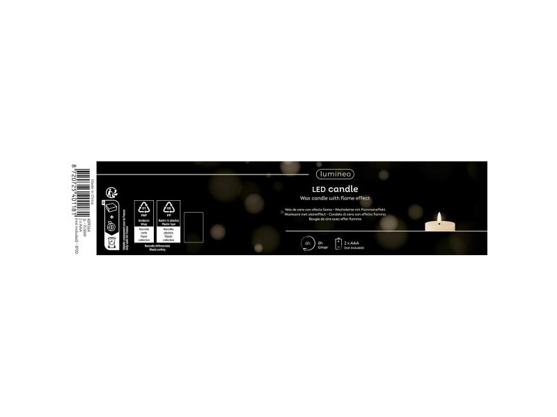 LED Свещ Lumineo Бежов Сметана Ø 7 x 19 cm (AAA)
