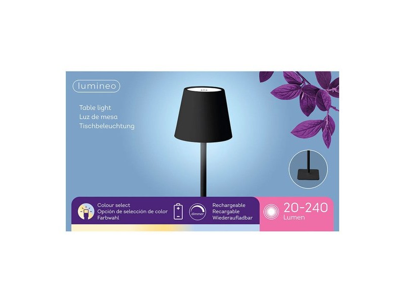 Настолна лампа с LED Lumineo 894376 Черен Метал 17 cm Презареждащ се