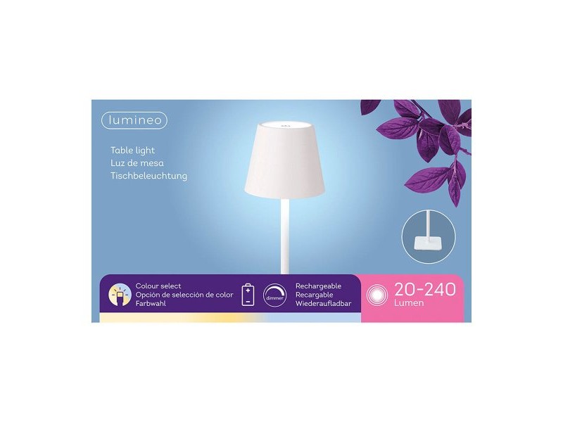 Настолна лампа с LED Lumineo 894378 Бял Метал 37 cm Презареждащ се Настолна лампа с LED Lumineo 894378 Бял Метал 37 cm Презареждащ се