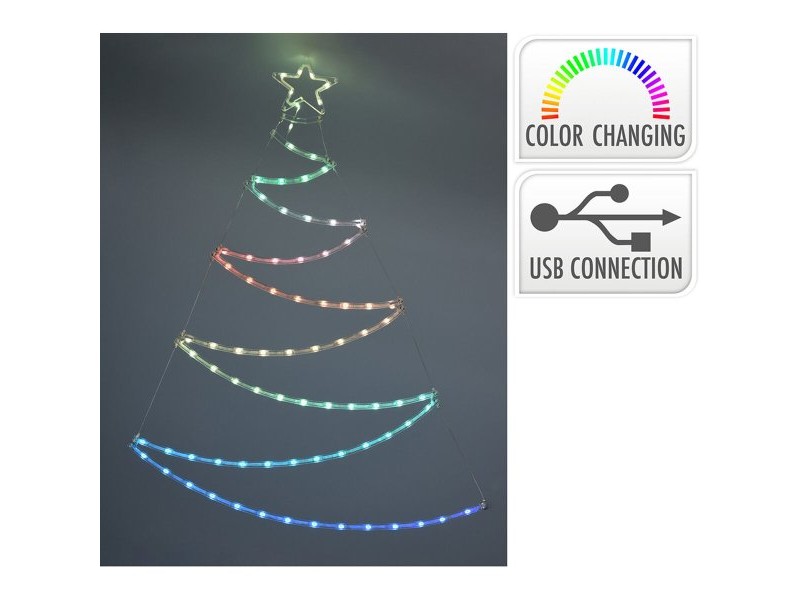 Ярка декорация Lifetime Коледно дърво LED RGB 66 x 87 cm