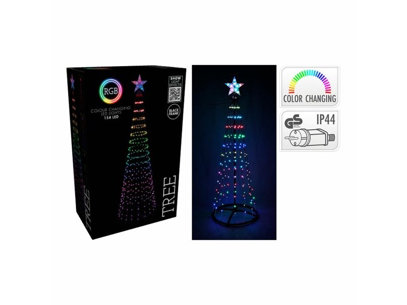 Коледно дърво BASIC & CO Черен RGB 1,5 m Метал Пластмаса Коледа Звезда Коледно дърво LED