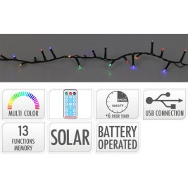 Гирлянда от LED Светлини Lifetime Многоцветен 20 m Слънчев