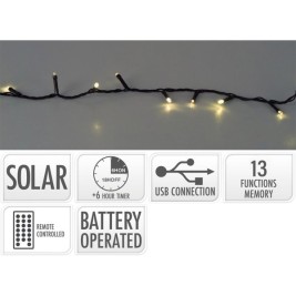 Гирлянда от LED Светлини Lifetime Топло Бяло 20 m Слънчев