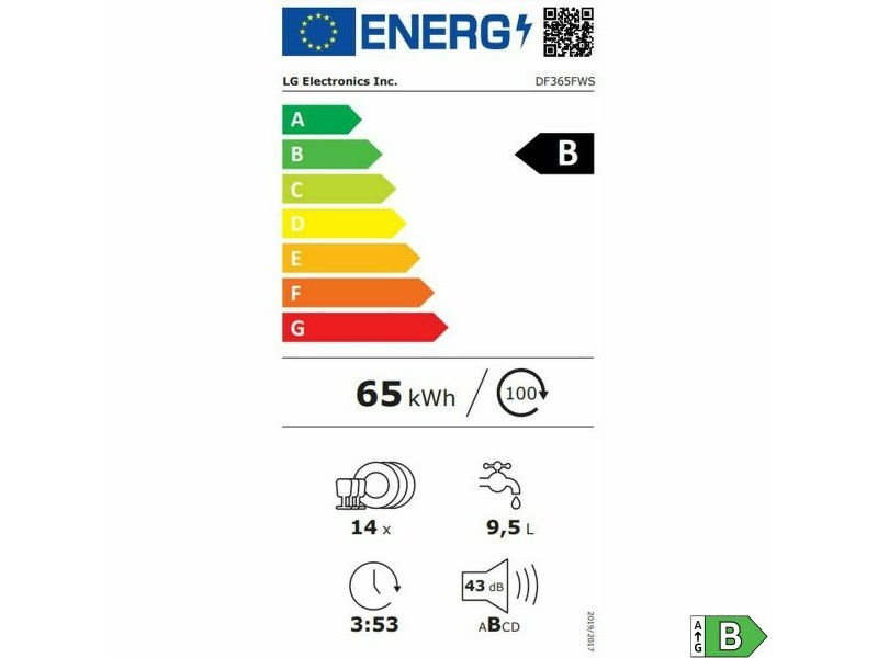 Съдомиялна LG DF365FWS Бял B