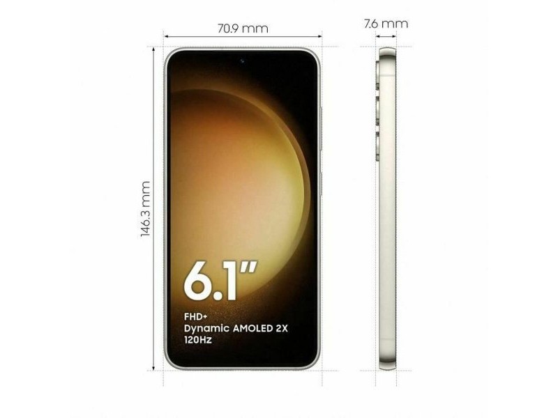 Смартфони Samsung Galaxy S23 5G Сметана 6,1 Смартфони Samsung Galaxy S23 5G Сметана 6,1