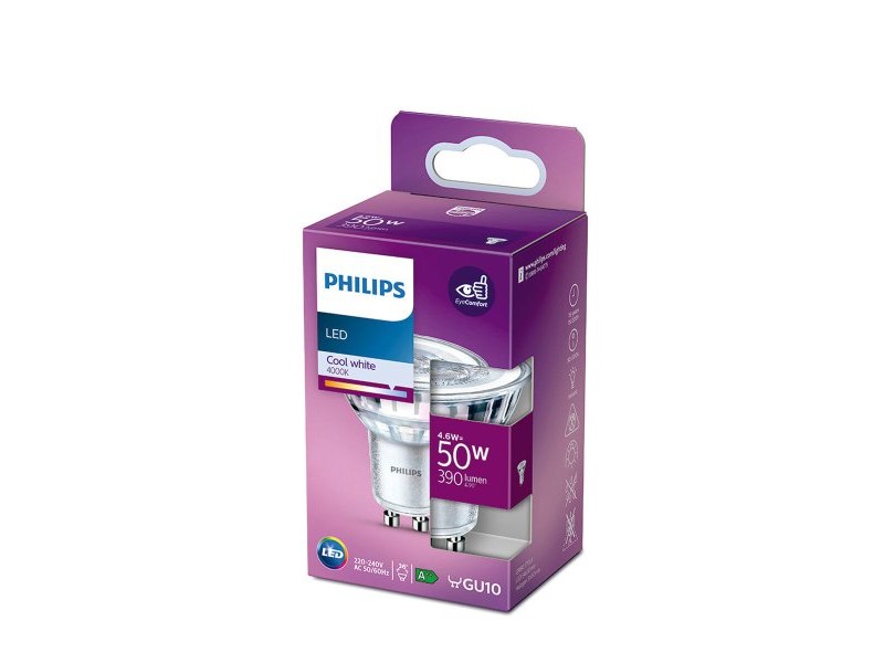 LED крушка Philips F 4,6 W GU10 390 lm 5 x 5,4 cm (4000 K)