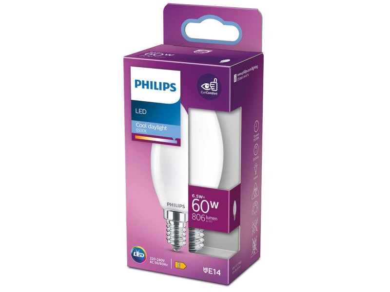 LED крушка Philips Свещ E 6,5 W E14 806 lm 3,5 x 9,7 cm (6500 K)