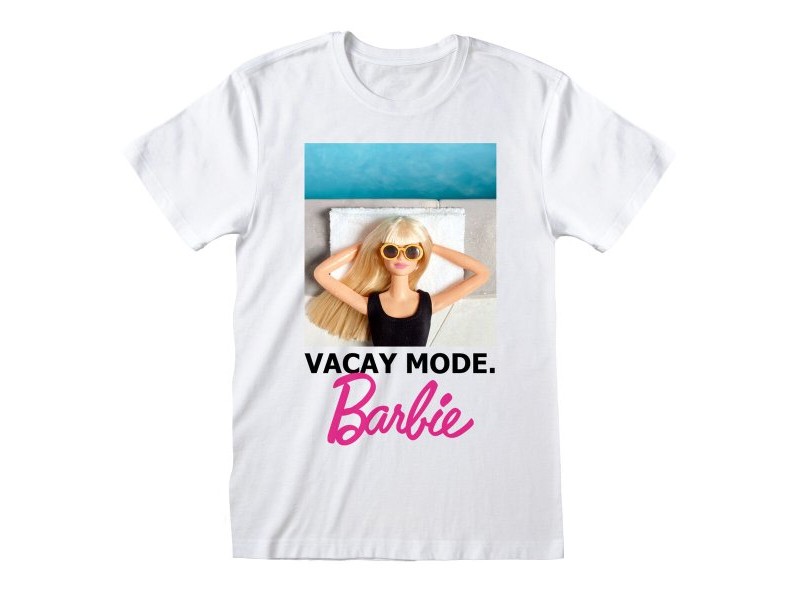 Тениска с къс ръкав Barbie Vacay Mode Бял Унисекс