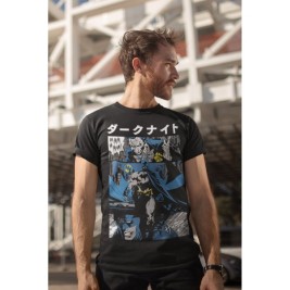 Тениска с къс ръкав Batman Manga Cover Черен Унисекс