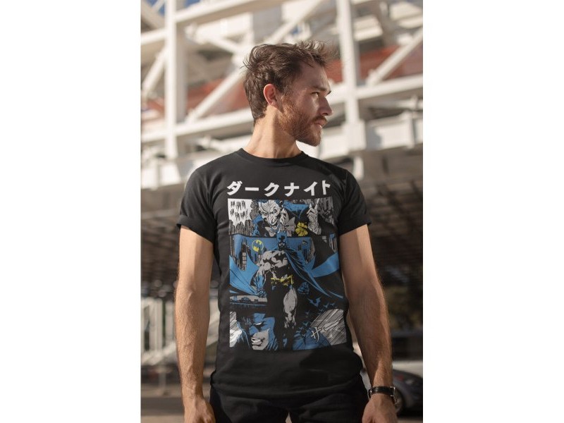Тениска с къс ръкав Batman Manga Cover Черен Унисекс