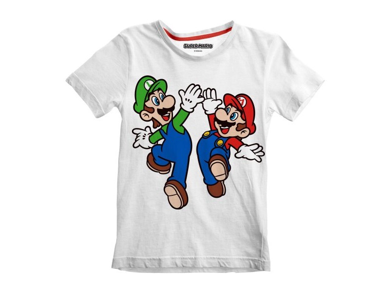 Детски Тениска с къс ръкав Super Mario Mario and Luigi Бял